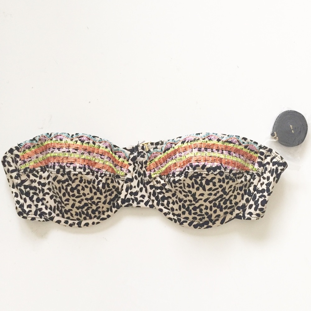 🔥Ella Moss Animal Print Embroidered Swim Top